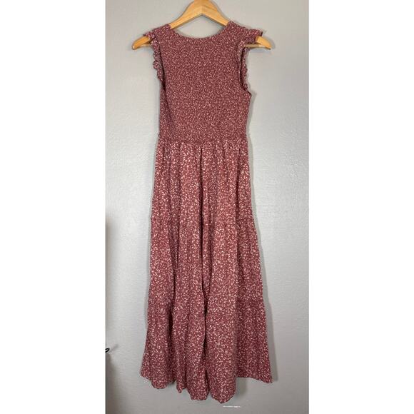 Old Navy Fit & Flare Smocked Floral Maxi Dress Womens Small Mauve Pink Spring - Picture 4 of 7